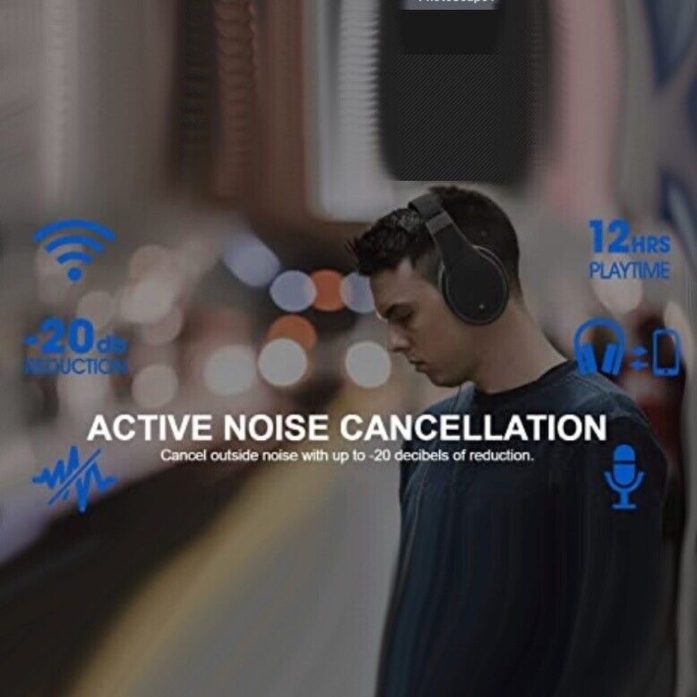 Sentry 20db Active Noise Cancel Bluetooth Headphones 12 Hours Playtime MSRP $60
